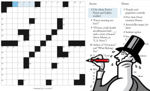 New Yorker'ın sitesindeki bulmacalardan birisinin ekran görüntüsü.