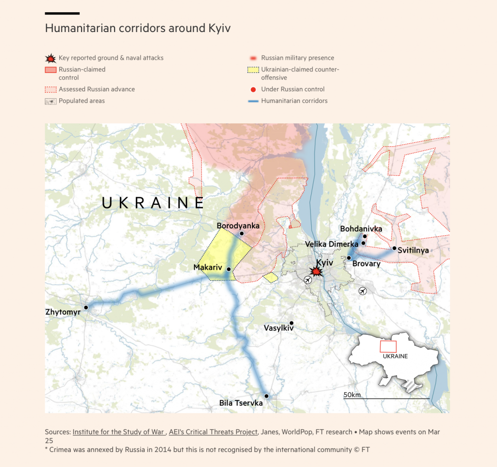 Financial Times'ın Ukrayna'da yaşananlara dair hazırladığı özel harita haberinden bir örnek harita.
