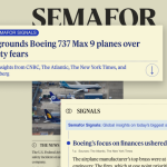 Semafor'un sitesinden alınan ekran görüntülerinden oluşan kolaj, Semafor Signals projesinin örneklerini gösteriyor.